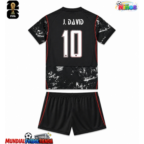 Camiseta Canadá Jonathan David #10 Segunda Equipación Replica Mundial 2026 para niños mangas cortas (+ Pantalones cortos)